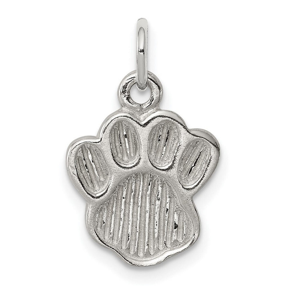 Curata 925 Sterling Silver 18" 12.3mmx14.5mm Textured Paw Print Charm Pendant Necklace