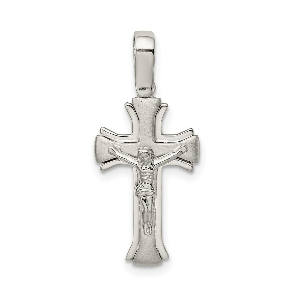 Curata 925 Sterling Silver 18" 13mmx21mm Satin Crucifix Pendant Necklace