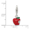 Curata 925 Sterling Silver 18" 13x9mm Red Enameled Apple Charm Pendant Necklace