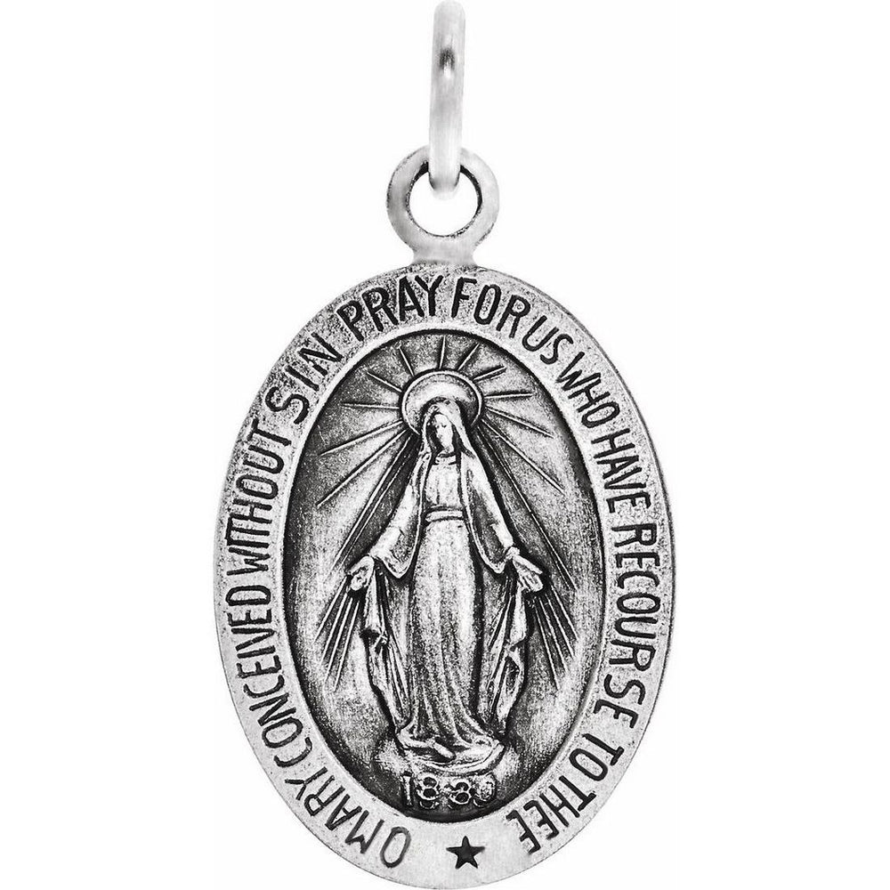 Curata 925 Sterling Silver 18" 15x11mm Small Antiqued Miraculous Medal Necklace