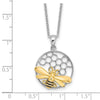 Curata 925 Sterling Silver 18" 17.7mm Rhodium Gold Plated Enameled Bee in Hive Necklace