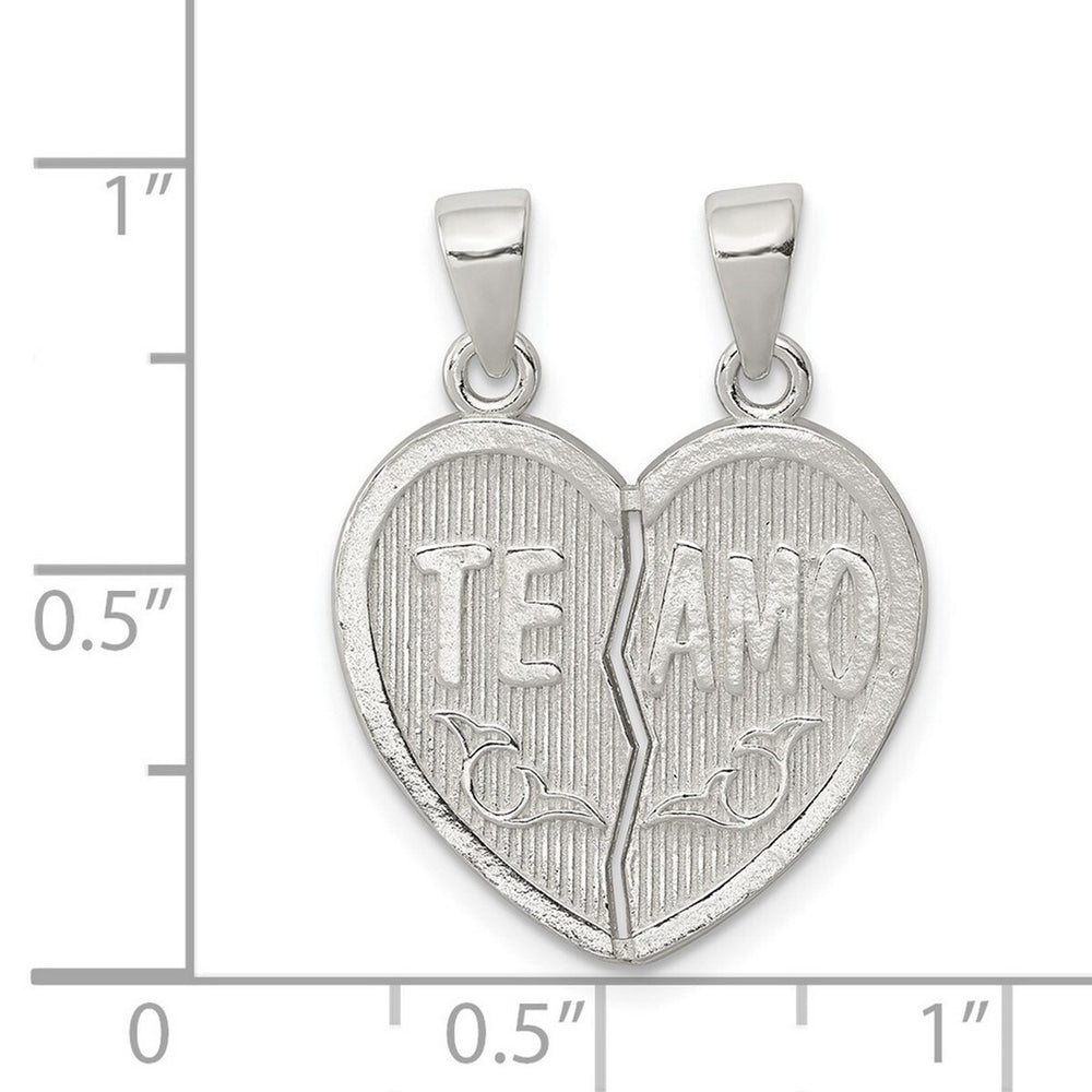 Curata 925 Sterling Silver 18" 17mm Te Amo Break Apart Heart Pendant Necklace (2 chains)