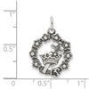 Curata 925 Sterling Silver 18" 18x16mm Wreath Cross and Crown Charm Necklace