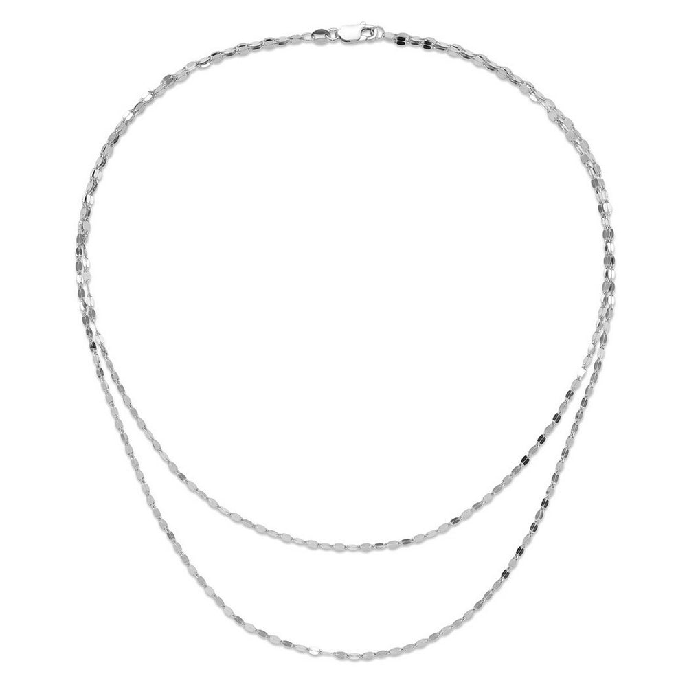 Curata 925 Sterling Silver 18" 2.2mm Rhodium Plated Polished Double strand Valentino Necklace