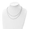 Curata 925 Sterling Silver 18" 2.2mm Rhodium Plated Polished Double strand Valentino Necklace