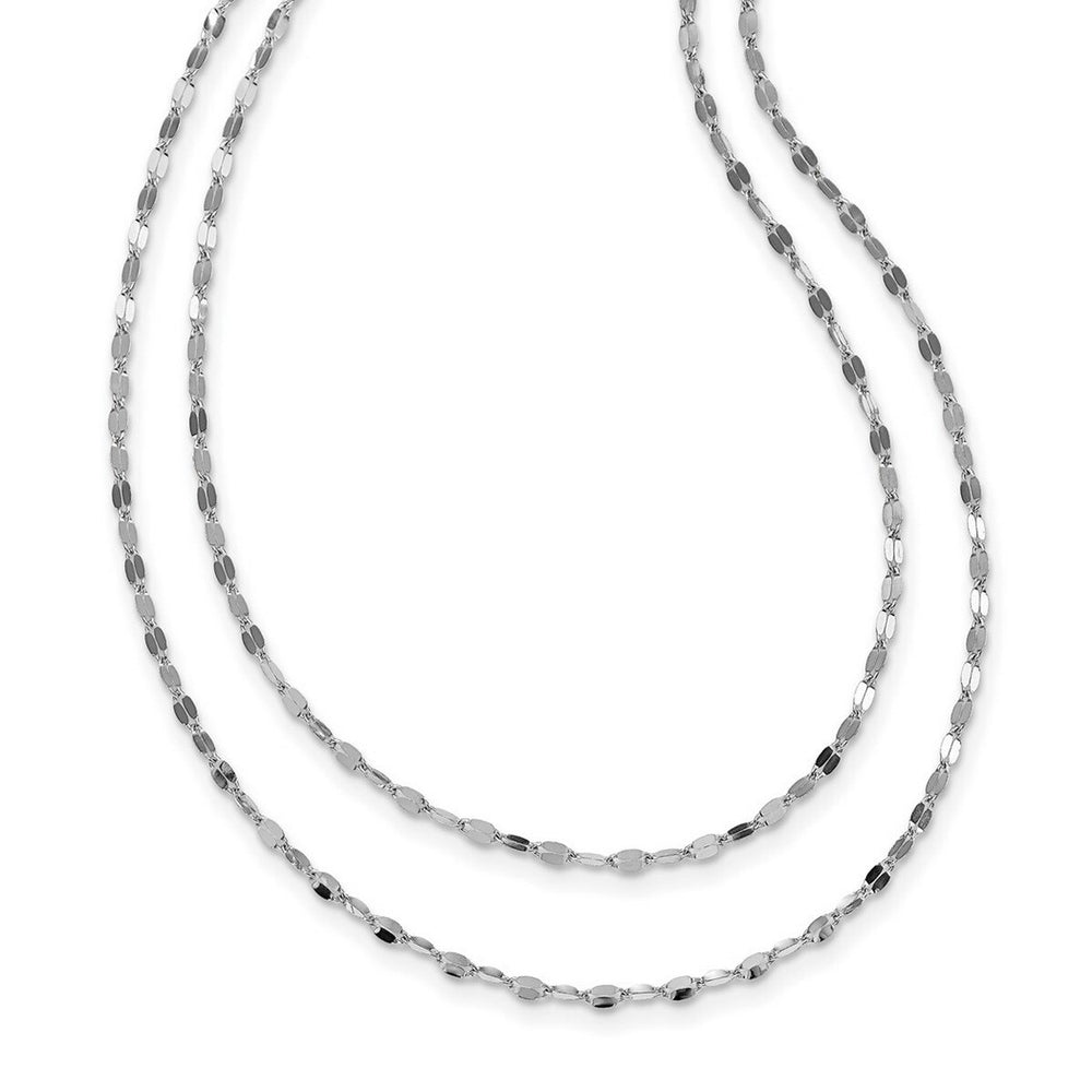 Curata 925 Sterling Silver 18" 2.2mm Rhodium Plated Polished Double strand Valentino Necklace