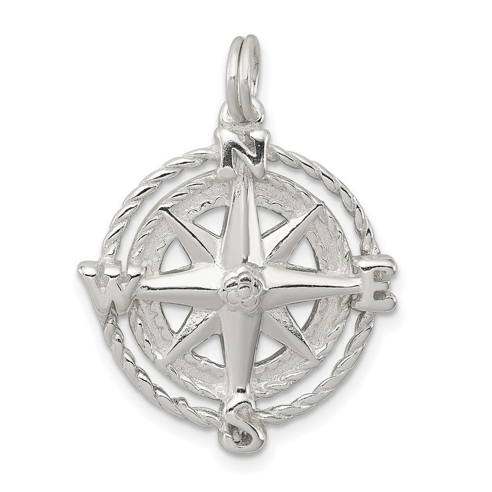 Curata 925 Sterling Silver 18" 20mm Compass Charm Pendant Necklace