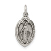 Curata 925 Sterling Silver 18" 20x10mm Small Miraculous Medal Pendant Necklace