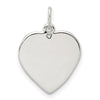 Curata 925 Sterling Silver 18" 20x15mm Engraveable Small Polished Heart Disc Charm Necklace