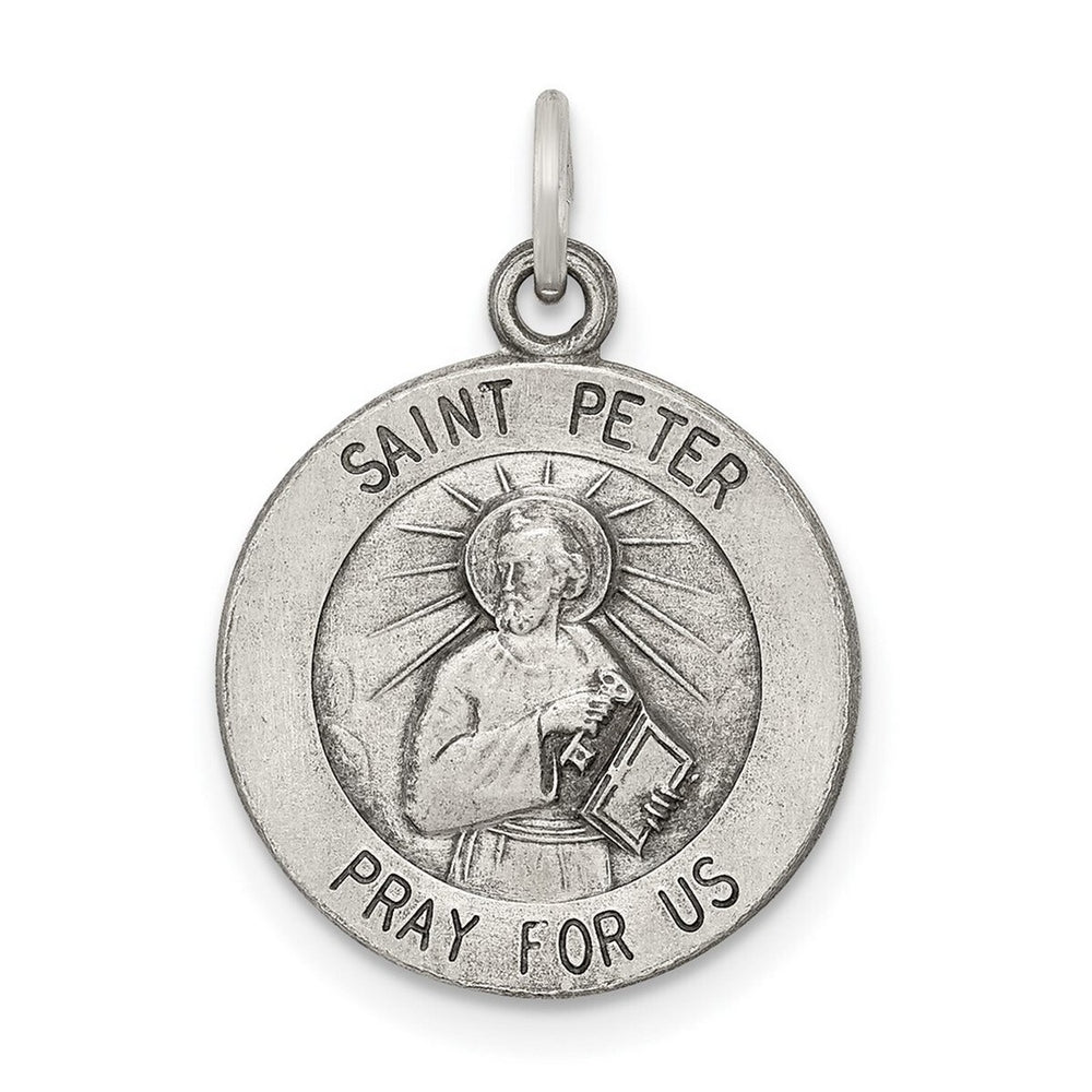 Curata 925 Sterling Silver 18" 20x15mm Saint Peter Medal Pendant Necklace