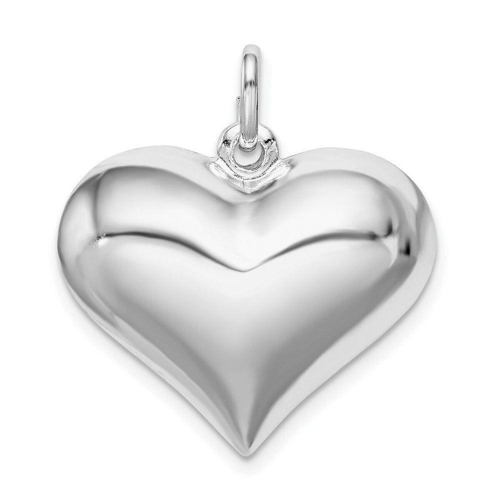 Curata 925 Sterling Silver 18" 22x24mm Polished Large Puffed Heart Pendant Necklace