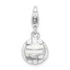 Curata 925 Sterling Silver 18" 23x10mm 3 D Enameled Volleyball Necklace