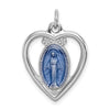 Curata 925 Sterling Silver 18" 23x16mm Miraculous Medal Inside Heart Pendant Necklace