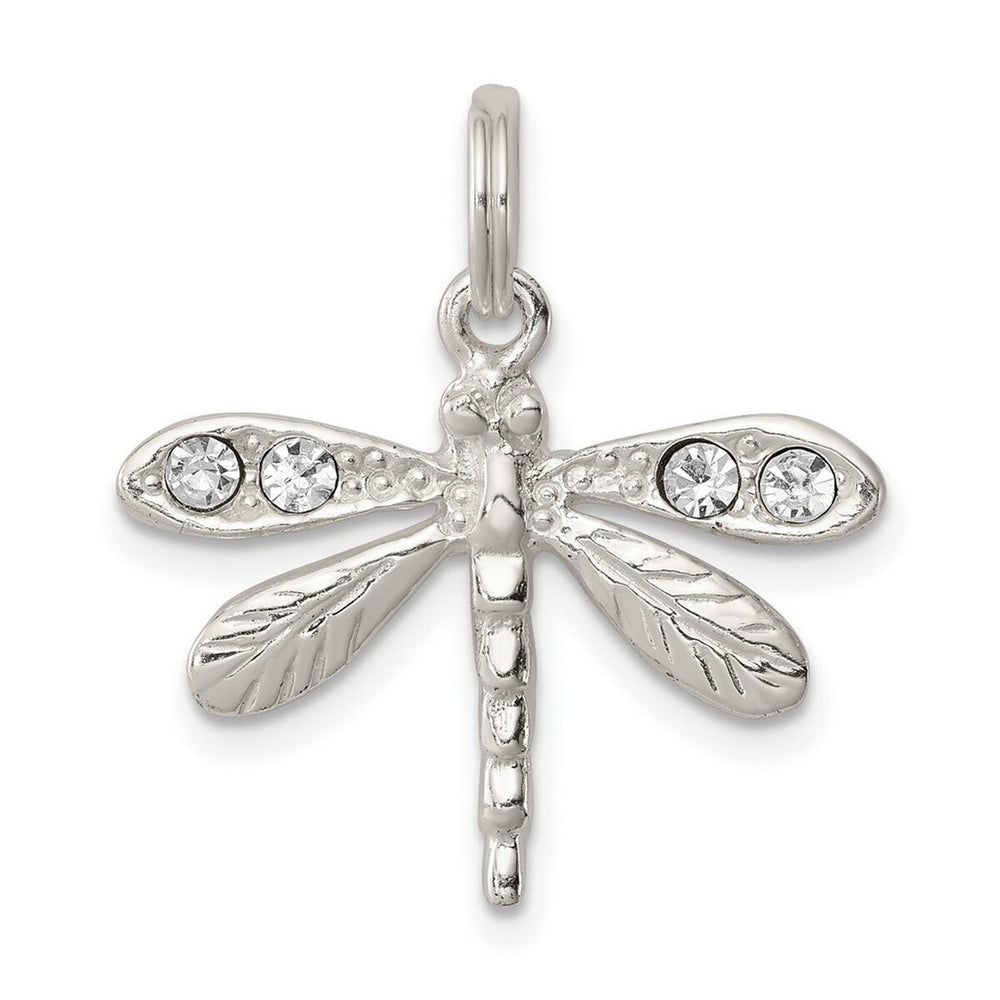 Curata 925 Sterling Silver 18" 24x22mm Crystal Dragonfly Charm Pendant Necklace