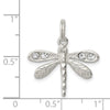 Curata 925 Sterling Silver 18" 24x22mm Crystal Dragonfly Charm Pendant Necklace