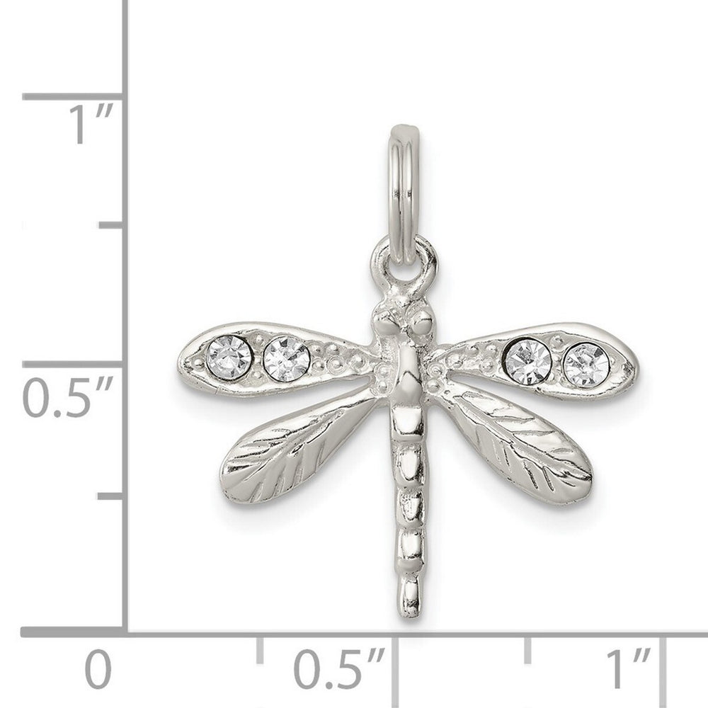 Curata 925 Sterling Silver 18" 24x22mm Crystal Dragonfly Charm Pendant Necklace