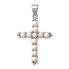 Curata 925 Sterling Silver 18" 25mmx42mm Large Cultured Pearl Cross Pendant Necklace