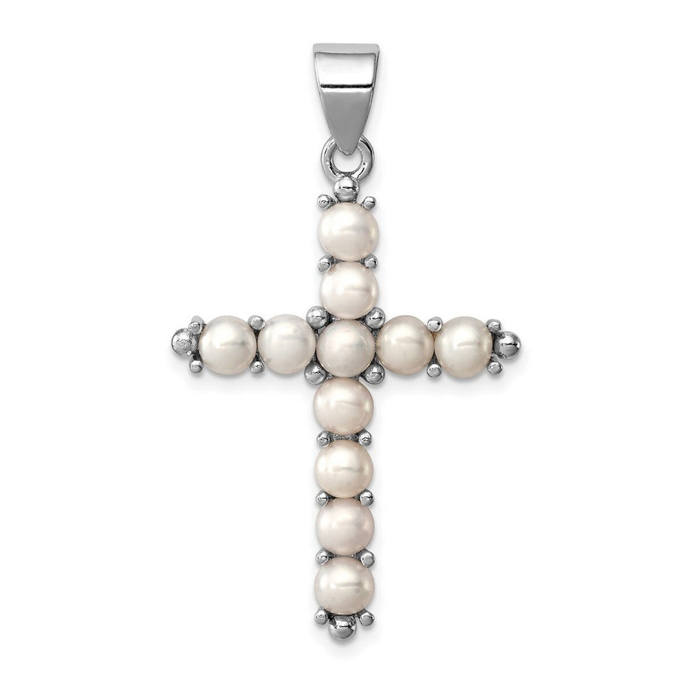 Curata 925 Sterling Silver 18" 25mmx42mm Large Cultured Pearl Cross Pendant Necklace