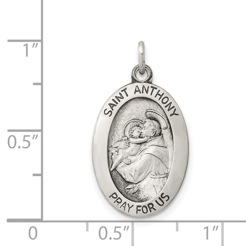 Curata 925 Sterling Silver 18" 25x15mm Satin Saint Anthony Medal Pendant Necklace