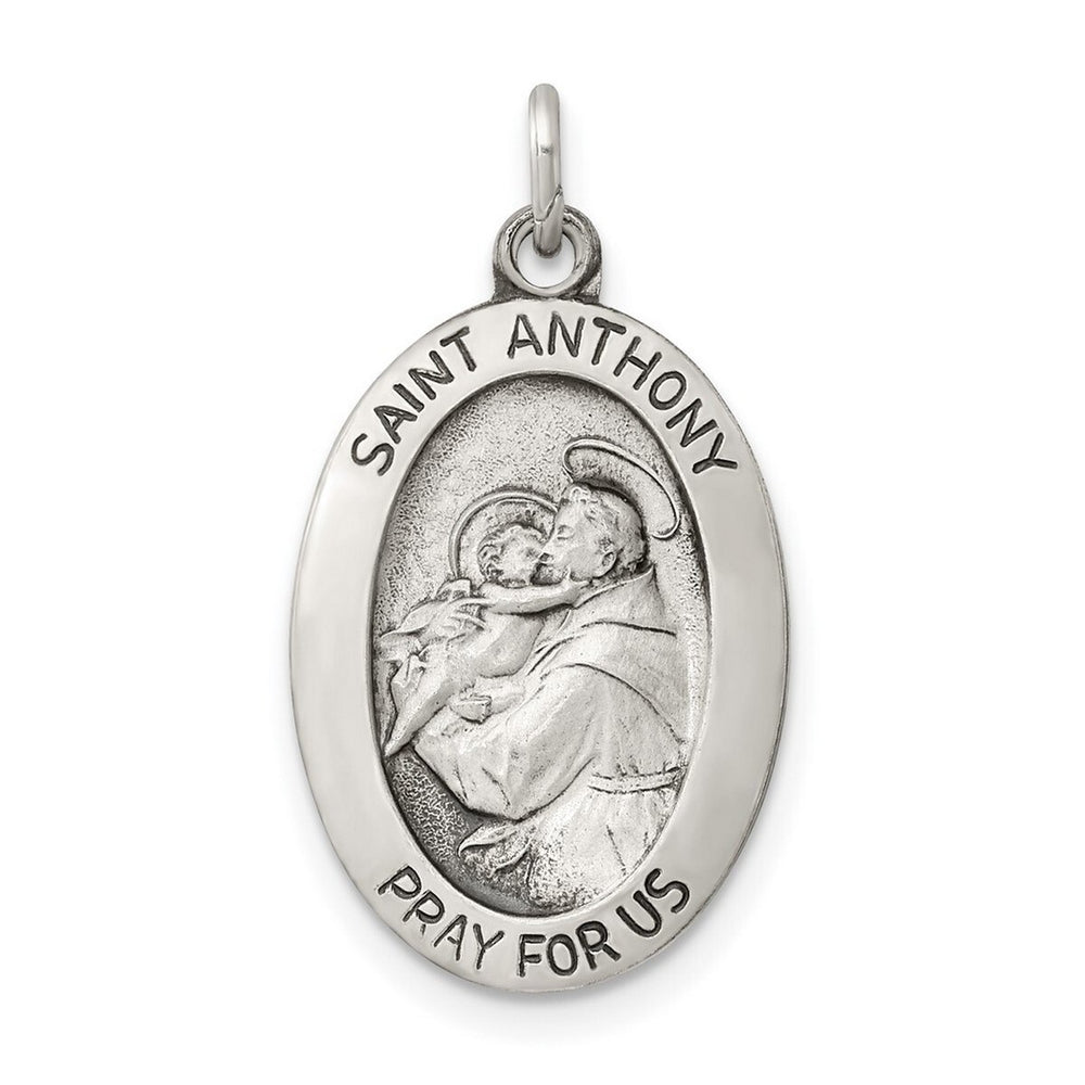 Curata 925 Sterling Silver 18" 25x15mm Satin Saint Anthony Medal Pendant Necklace