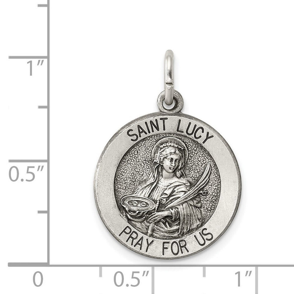 Curata 925 Sterling Silver 18" 25x18mm Saint Lucy Medal Pendant Necklace