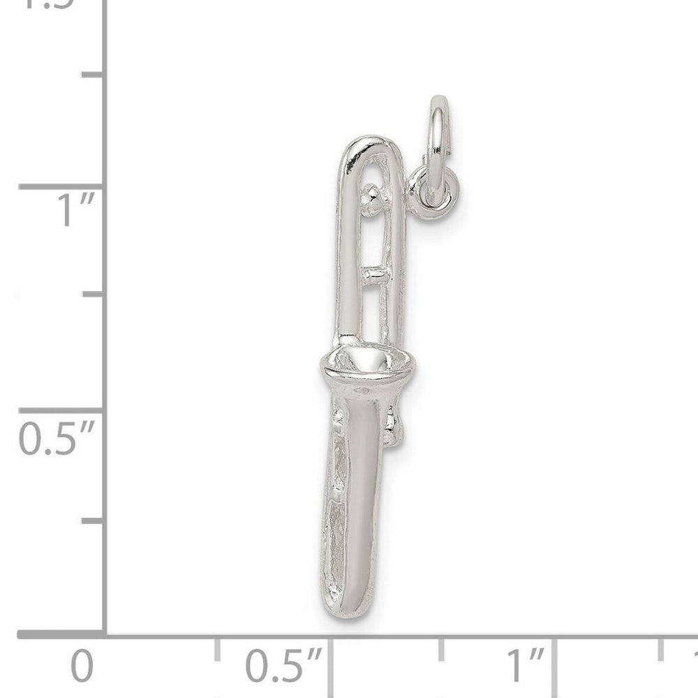 Curata 925 Sterling Silver 18" 25x5.5mm Polished Trombone Charm Pendant Necklace