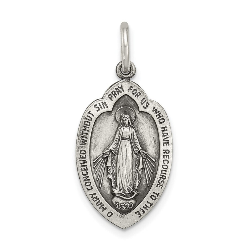 Curata 925 Sterling Silver 18" 26x13mm Small Miraculous Medal Pendant Necklace