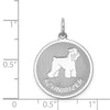 Curata 925 Sterling Silver 18" 26x19mm Laser Etched Schnauzer Disc Charm Pendant Necklace