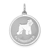 Curata 925 Sterling Silver 18" 26x19mm Laser Etched Schnauzer Disc Charm Pendant Necklace