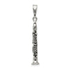 Curata 925 Sterling Silver 18" 28x4mm Clarinet Charm Pendant Necklace