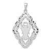 Curata 925 Sterling Silver 18" 40.53x22.86mm Diamond-cut Framed Angel Pendant Necklace