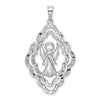 Curata 925 Sterling Silver 18" 40.53x22.86mm Diamond-cut Framed Angel Pendant Necklace