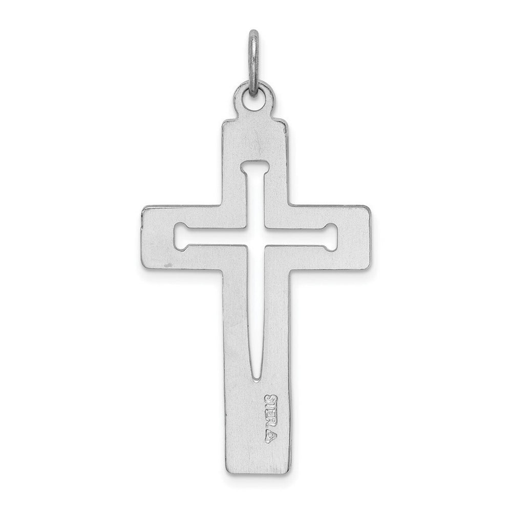 Curata 925 Sterling Silver 18" Mens 39x22mm Cut-out Nail Cross Pendant Necklace