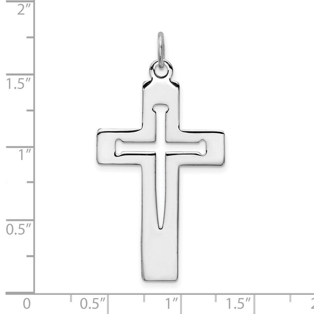 Curata 925 Sterling Silver 18" Mens 39x22mm Cut-out Nail Cross Pendant Necklace