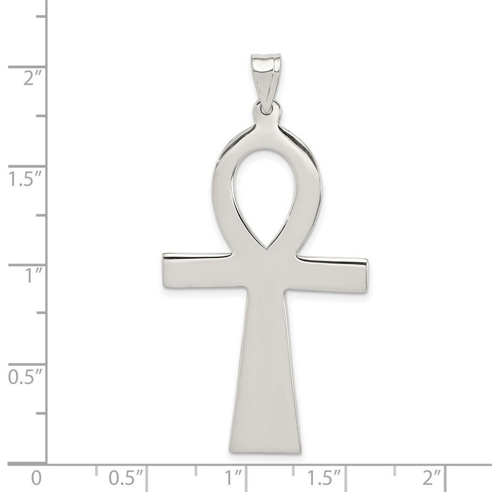 Curata 925 Sterling Silver 18" Mens Large Ankh Cross Pendant Necklace