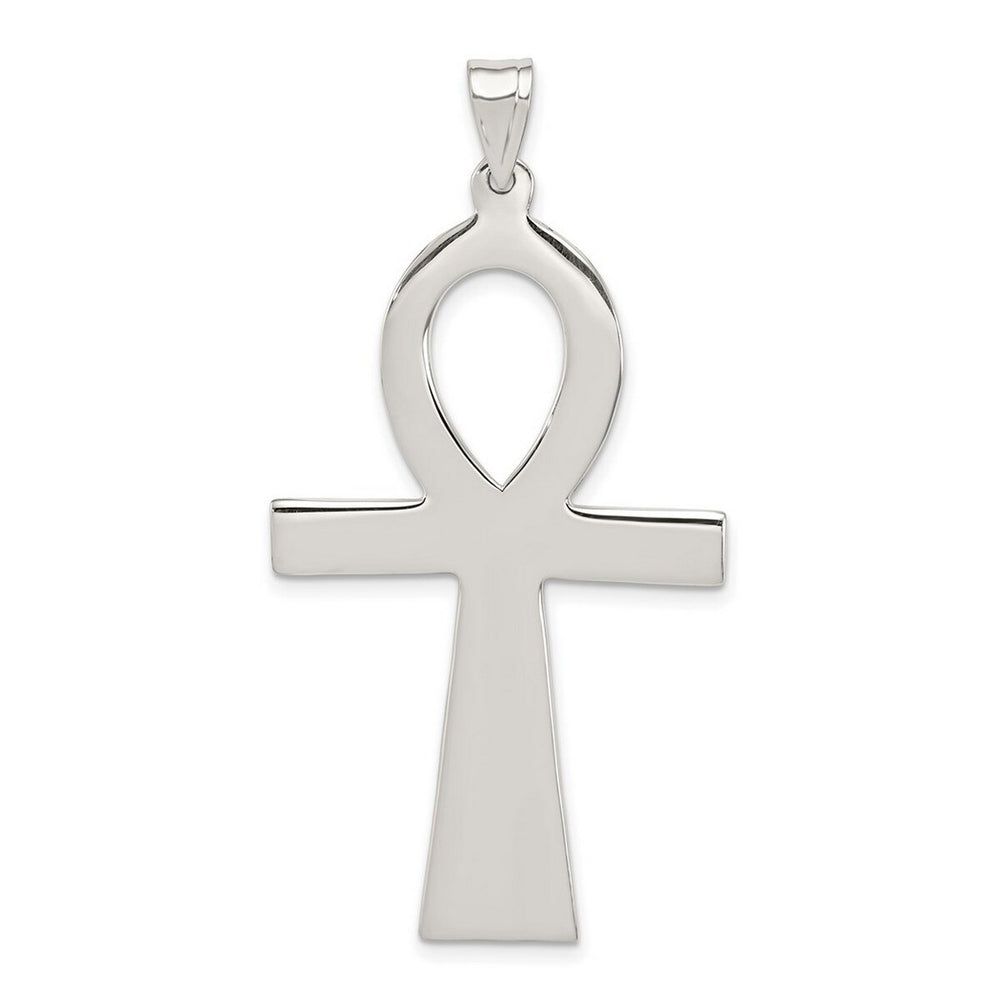 Curata 925 Sterling Silver 18" Mens Large Ankh Cross Pendant Necklace