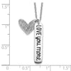 Curata 925 Sterling Silver 18" Rhodium Plated Heart Love You More Necklace