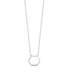 Curata 925 Sterling Silver 18" Rhodium Plated Open Hexagon Necklace