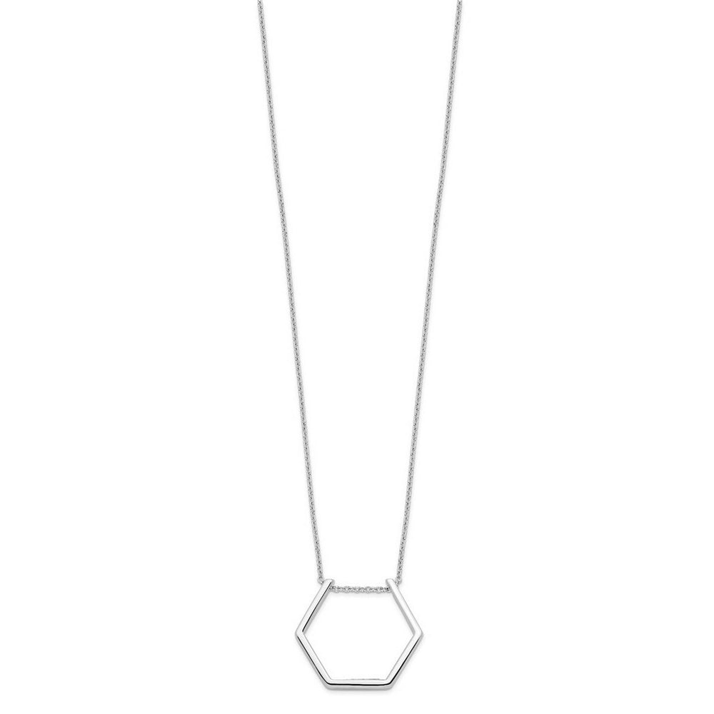 Curata 925 Sterling Silver 18" Rhodium Plated Open Hexagon Necklace