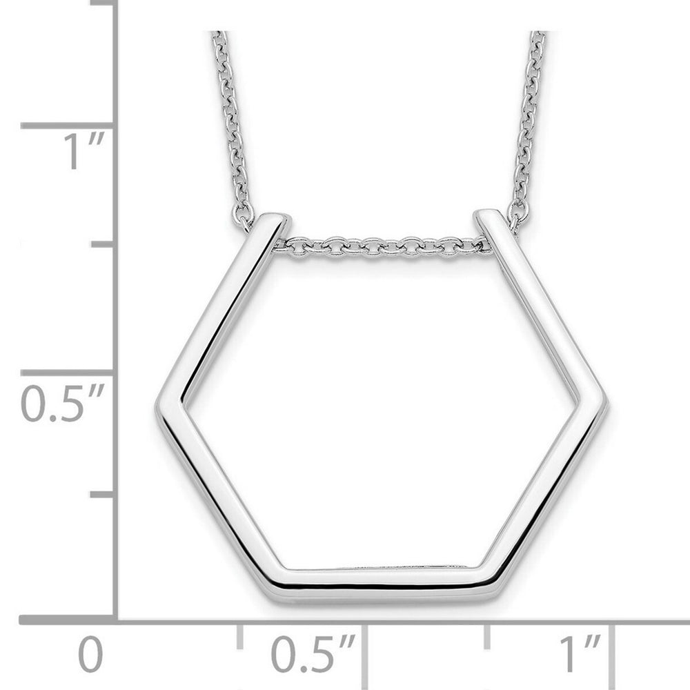 Curata 925 Sterling Silver 18" Rhodium Plated Open Hexagon Necklace