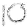 Curata 925 Sterling Silver 20x2mm Antiqued Roped Twisted Hoop Earrings