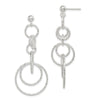 Curata 925 Sterling Silver 22x53mm Textured Circle Post Long Drop Dangle Earrings