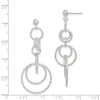 Curata 925 Sterling Silver 22x53mm Textured Circle Post Long Drop Dangle Earrings