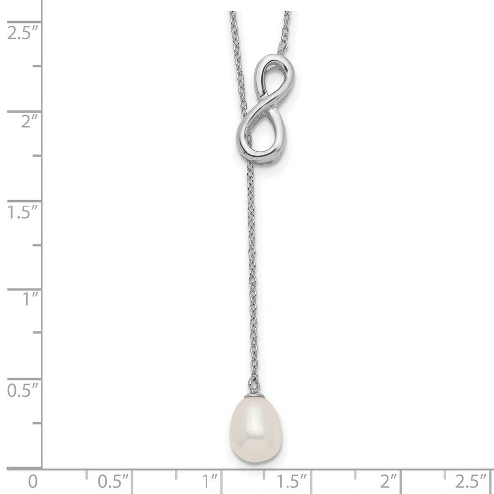 Curata 925 Sterling Silver 24" 7-8mm Freshwater Cultured Pearl Infinity Lariat Necklace