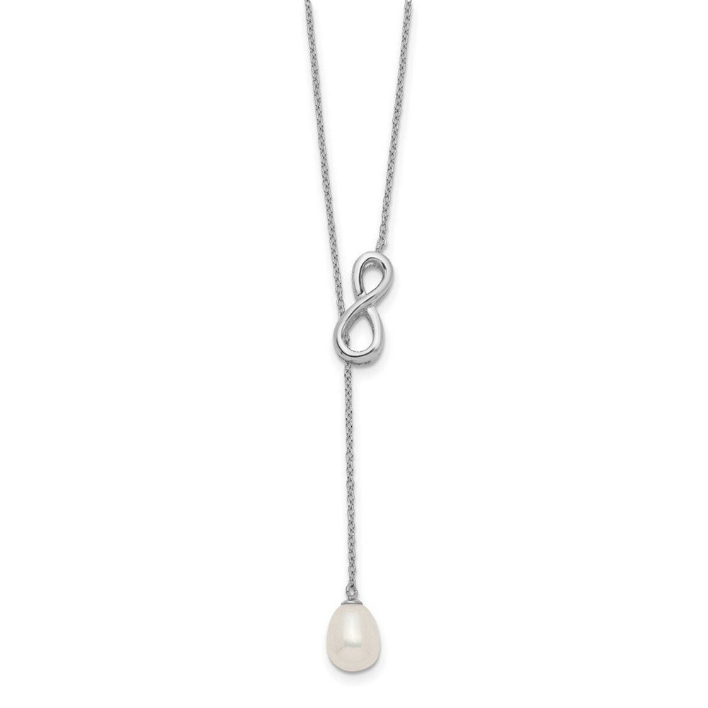 Curata 925 Sterling Silver 24" 7-8mm Freshwater Cultured Pearl Infinity Lariat Necklace