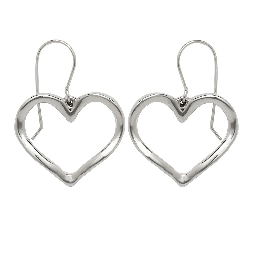 Curata 925 Sterling Silver 25x32mm Large Open Heart Dangle Earrings