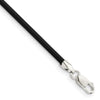 Curata 925 Sterling Silver 2mm Black Rubber Cord Necklace Options: 16 18 20