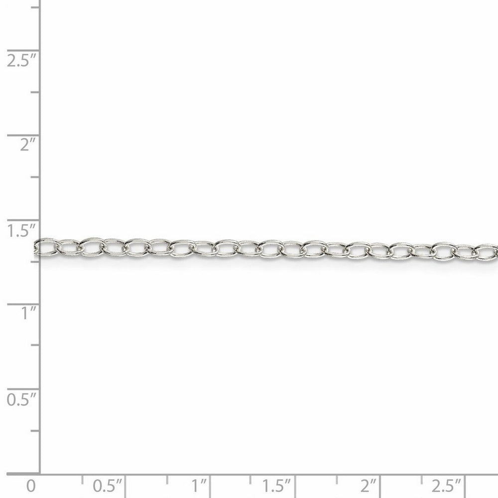 Curata 925 Sterling Silver 3.40mm Oval Cable Chain Necklace Options: 16 18 20 22 24 26 28 30