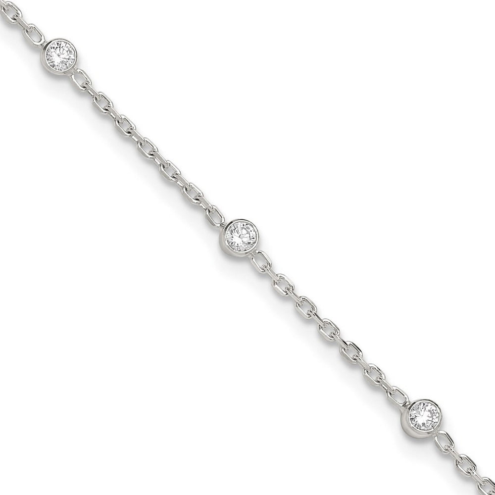 Curata 925 Sterling Silver 3.7mm 9" or 10" CZ by the Yard Anklet (1" Extender)