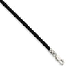 Curata 925 Sterling Silver 3mm Black Rubber Cord Necklace